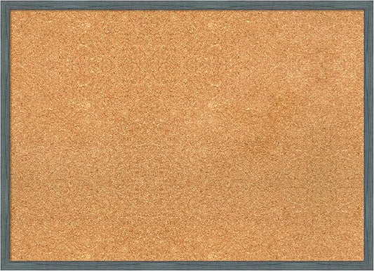 Amanti Art Natural Cork Board for Wall, 21x29 Vision Board with Blue Wood Frame, Medium Corkboard Office Decor for Home Organization, Rustic Farmhouse Corkboard Pinboard to display items for home