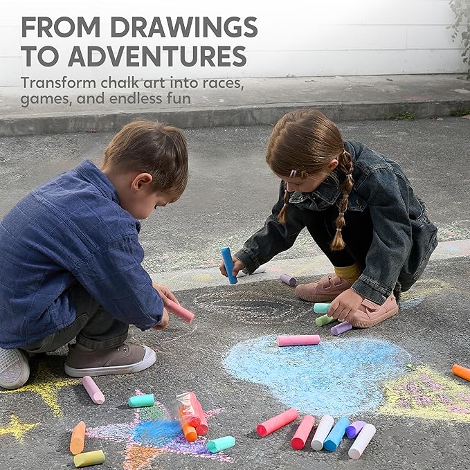 JOYIN 30 PCS Sidewalk Chalks for Kids, 10 Colors, Non-toxic Jumbo Washable Colored Chalk for Toddlers 1-3, School Supplies, Classroom Must Haves, Gift for Kids