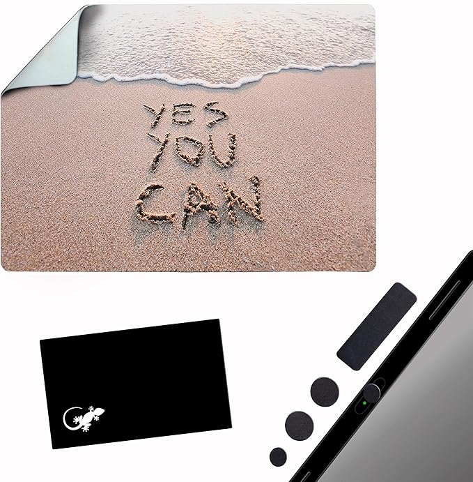 Mouse Pad Adhesive Bottom - Sticks to Any Surface - Portable - Webcam Covers and Screen Cleaner Included (YES You CAN)
