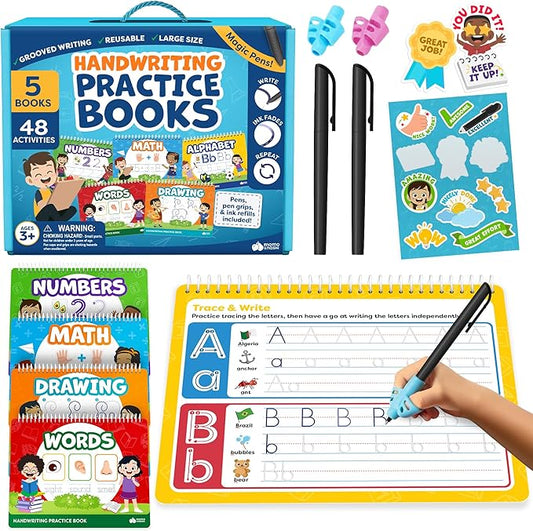Magic Grooved Writing Practice for Kids - Grooved Handwriting Practice for Kids 5-7 8-10- Magic Copybooks for Kids Letter Tracing Books for Ages 3-5 Toys for Ages 5-7 - Preschool Learning Activities