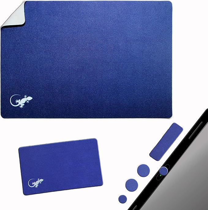 Mouse Pad Adhesive Bottom - Sticks to Any Surface - Portable - Webcam Covers and Screen Cleaner Included (Navy)