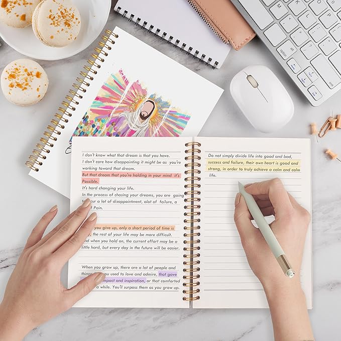 Qabliqo Colorful Christian Jesus Spiral Notebooks, Philippians 2:10-13 Bible Journals for Writing, Christian Religious Journal for Women, Scripture Notebook for Note Taking, 5.5x8.3 Inch