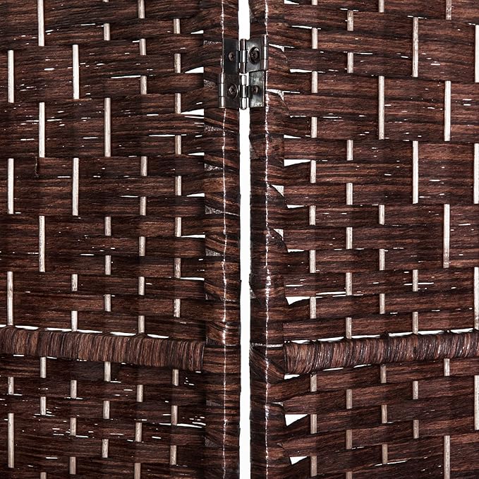 HOMCOM Room Divider 6 Panels Folding Privacy Screen 6FT Tall Portable Wicker Weave Partition Wall Divider for Bedroom Home Office, Brown