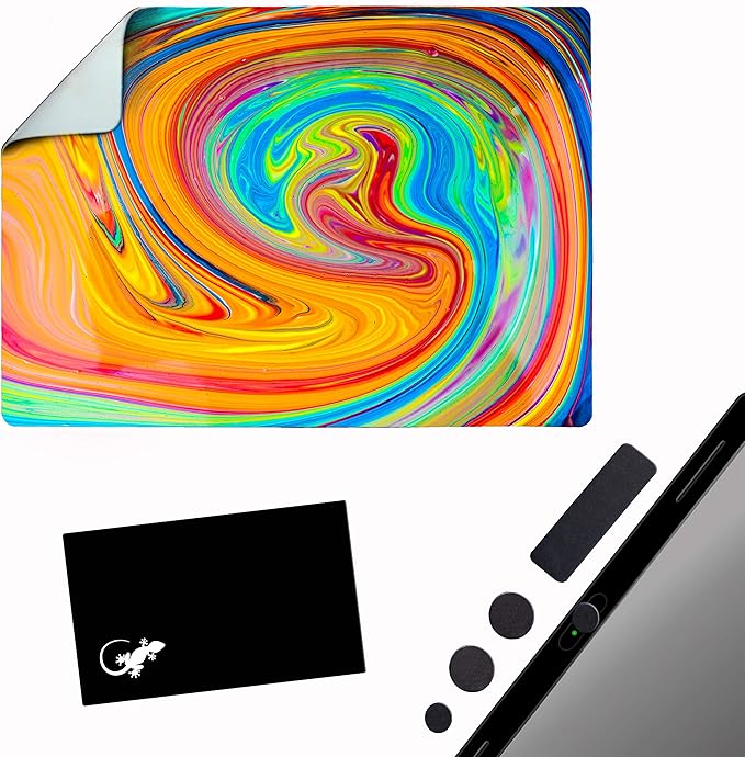 Mouse Pad Adhesive Bottom - Sticks to Any Surface - Portable - Webcam Covers and Screen Cleaner Included (Color Swirl)