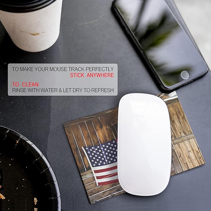 Adhesive Mouse Pad - Peel and Sticks to Any Surface - Easy Stick On Mouse Pad, Sticky for Any Surface - Excellent Tracking - USA Heartland