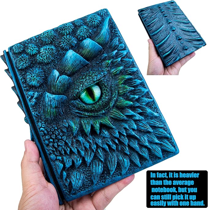 3D Dragon Eye Embossed Journal,Resin Engraving Notebook,Dnd notebook for Dragon Lovers ，Blank Paper,Hardcover Travel Notepad for Writing,Sketchbook,Collection,Gift,Decoration A4 and A5 Size (A5-Blue-Lined)