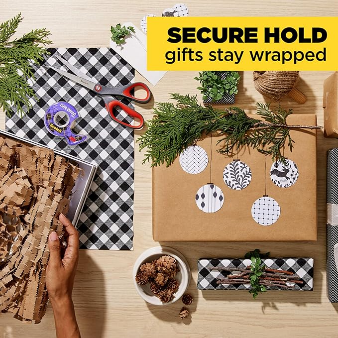 Scotch Gift Wrap Tape with Scotch Desktop Dispenser, 6 Rolls of 3/4" x 1000" Each Plus 1 Desktop Tape Dispenser, Great for Gift Wrapping