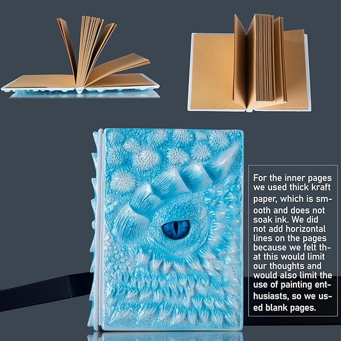 3D Dragon Eye Embossed Journal,Resin Engraving Notebook,Dnd notebook for Dragon Lovers ，Blank Paper,Hardcover Travel Notepad for Writing,Sketchbook,Collection,Gift,Decoration A4 and A5 Size (A5-Ice dragon)