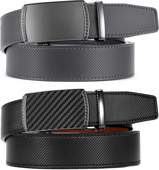 CHAOREN Leather Ratchet Belt Men 2 Pack - Customizable Fit, Effortless Style (35mm)