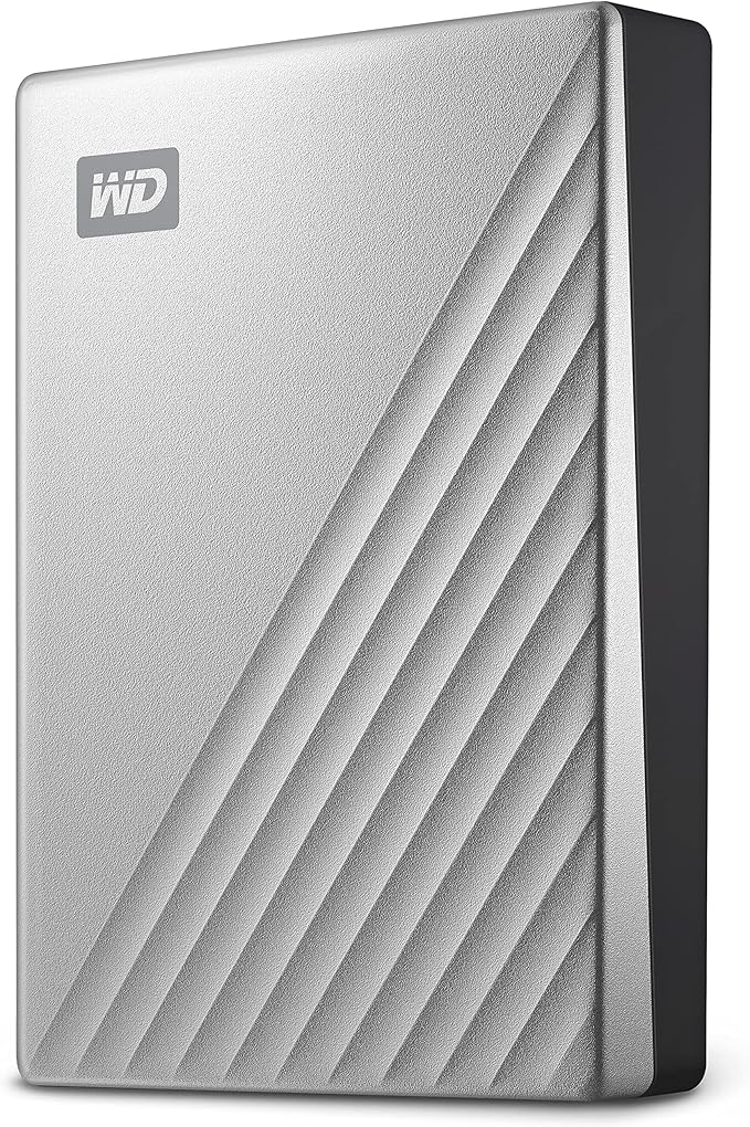WD 1TB My Passport Ultra, Silver, Portable External Hard Drive, backup software with defense against ransomware, and password protection, USB-C and USB 3.1 - WDBC3C0010BSL-WESN