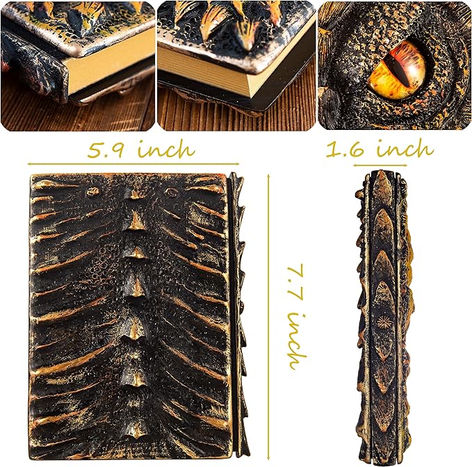 3D Dragon Eye Embossed Journal,Resin Engraving Notebook,Dnd notebook for Dragon Lovers ，Blank Paper,Hardcover Travel Notepad for Writing,Sketchbook,Collection,Gift,Decoration A4 and A5 Size (A5-Glod)
