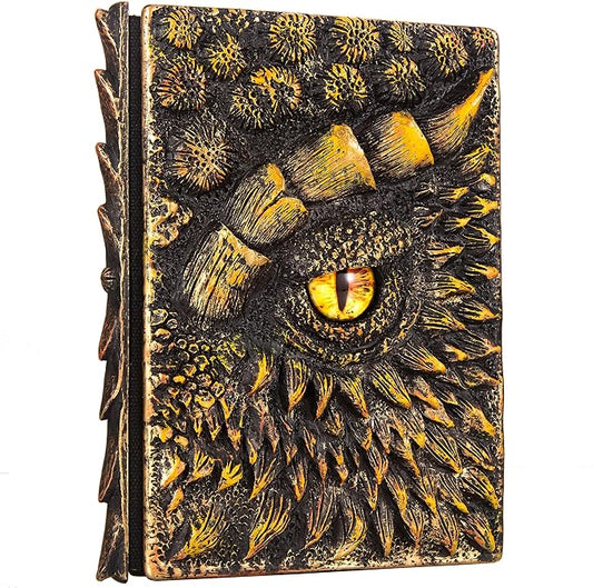3D Dragon Eye Embossed Journal,Resin Engraving Notebook,Dnd notebook for Dragon Lovers ，Blank Paper,Hardcover Travel Notepad for Writing,Sketchbook,Collection,Gift,Decoration A4 and A5 Size (A5-Glod)