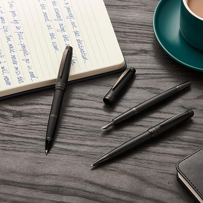 Cross Bailey Refillable Fountain Presented in a Premium Gift Box - Medium Point, Black Ink, Matte Black