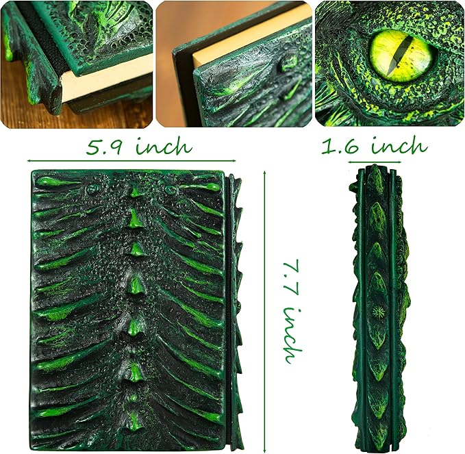 3D Dragon Eye Embossed Journal,Resin Engraving Notebook,Dnd notebook for Dragon Lovers ，Blank Paper,Hardcover Travel Notepad for Writing,Sketchbook,Collection,Gift,Decoration A4 and A5 Size (A5-Green)
