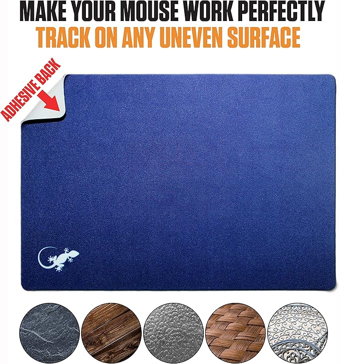 Mouse Pad Adhesive Bottom - Sticks to Any Surface - Portable - Webcam Covers and Screen Cleaner Included (Navy)