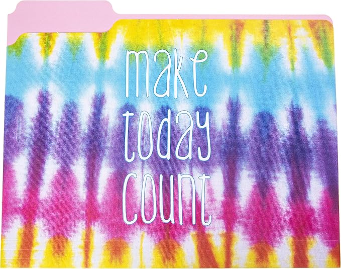 Graphique "Tie Dye" File Folder Set – File Set Includes 9 Folders and 3 Unique Go-Getter Designs, Embellished w/Gold Foil on Durable Triple-Scored Coated Cardstock