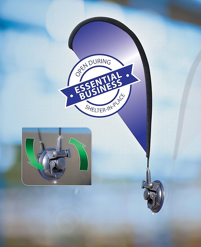 CarBowz Indoor/Outdoor Double Sided Essential Business Window Flag Kit