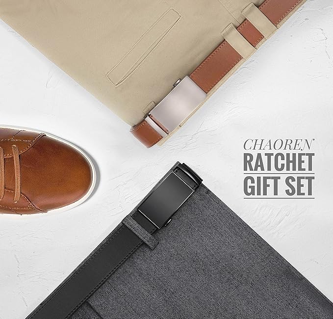 CHAOREN Leather Ratchet Belt Men 2 Pack - Customizable Fit, Effortless Style (35mm)