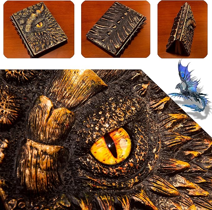 3D Dragon Eye Embossed Journal,Resin Engraving Notebook,Dnd notebook for Dragon Lovers ，Blank Paper,Hardcover Travel Notepad for Writing,Sketchbook,Collection,Gift,Decoration A4 and A5 Size (A5-Gold