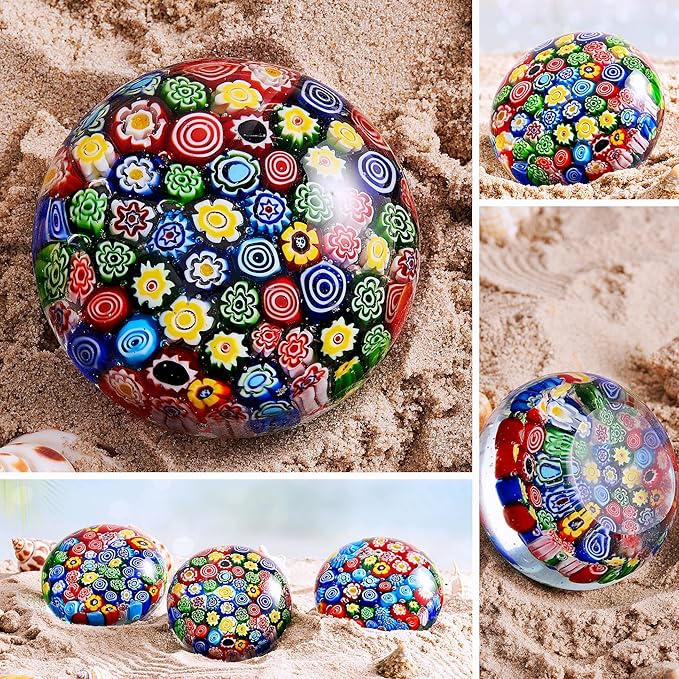 EUSTUMA Hand Blown Glass Flower Figurine,Glass Paperweight for Birthday Gift