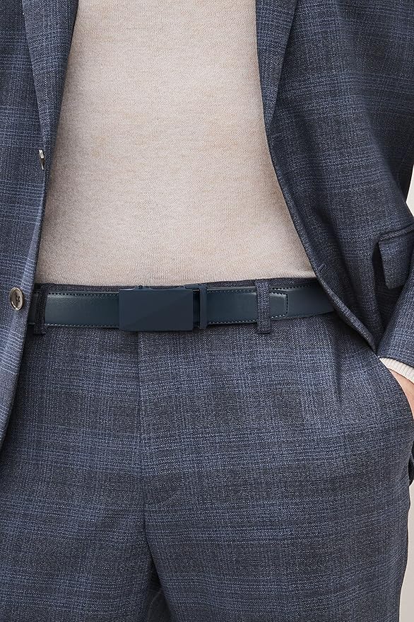 CHAOREN Mens Belt - Mens Ratchet Belt Leather 1 3/8" for Dress Pant - Micro Adjustable Belt Fit Everywhere