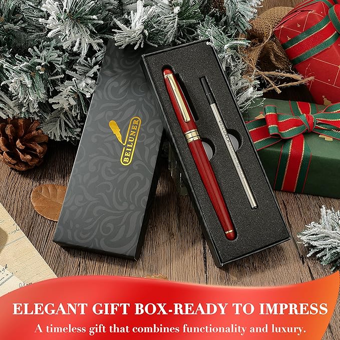 BEILUNER Luxury Personalized Wood Ballpoint Pen Writing Set,Rosewood-Elegant Fancy Nice Gift Pen Set for Signature Executive Business Office Supplies - Christmas Gift Boxed with Extra Refills (Black)