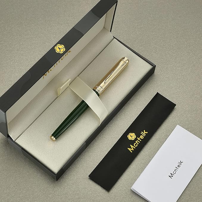 Luxury Rollerball, With 8mm Brilliant diamond,Green Lacquer Pen, Attractive 24K Gold Finish, Schmidt Ink Refill,Glitter Fancy Pens Gifts for Men & Women, Office, Executive, Nice Designer pens