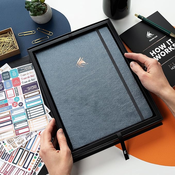 Clever Fox Hourly Planner PRO Premium – Undated Schedule Planner with Daily Time Slots – Personal Organizer Notebook for Time Management – Weekly & Monthly Life Journal, A4 size (Silver Black)