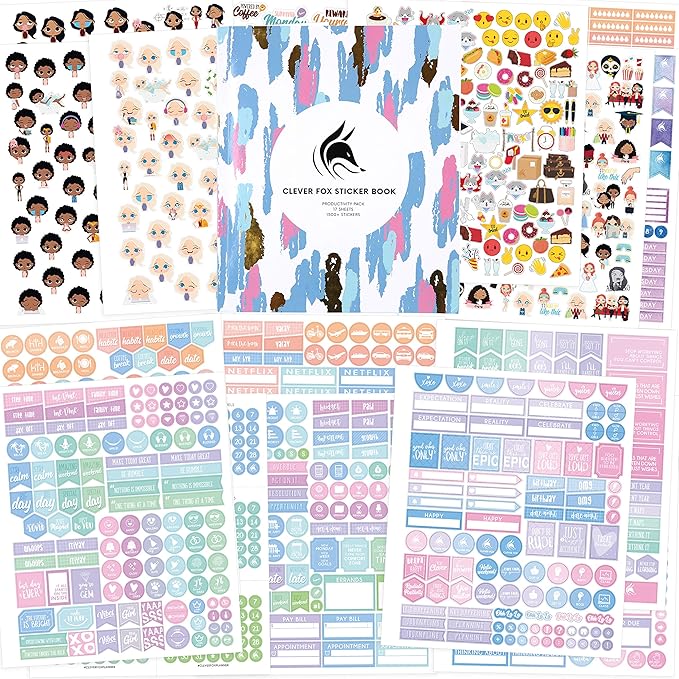 Planner Stickers by Clever Fox - 1,500+ Productivity, Budget, Fitness, Mom, Student, Classic, Number, Holiday Stickers for Your Monthly, Weekly & Daily Planner, Calendar or Journal (Classic Pack)