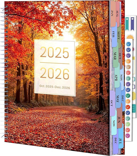 CAGIE 15 Month Planner Oct 2025-Dec 2026 Hourly Daily 2025-2026 Weekly Monthly Planners for Women 25-26 Day Hardcover Calendar Agenda with Stickers, 8.5 x 11