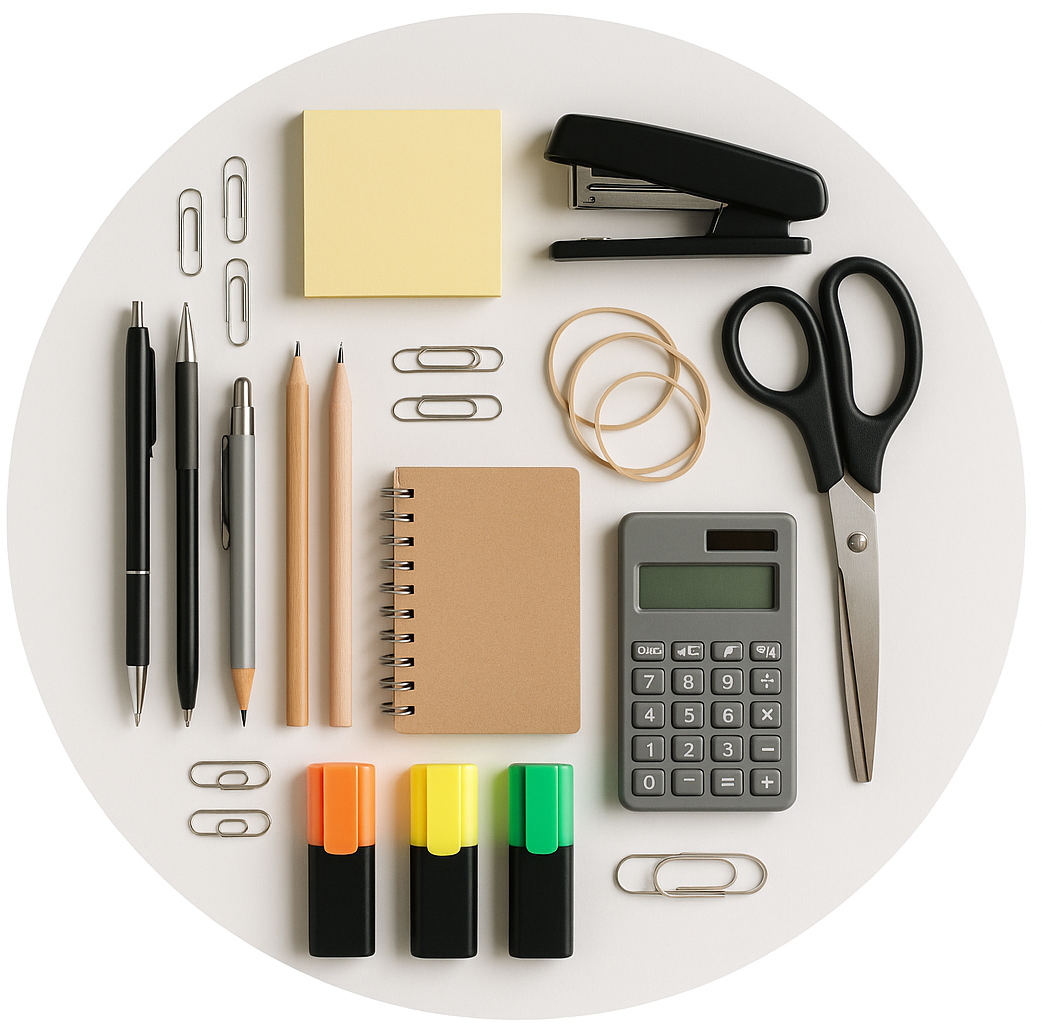 real circle photo of office supplies